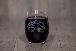 Common Man Etched Stemless Wine Glass